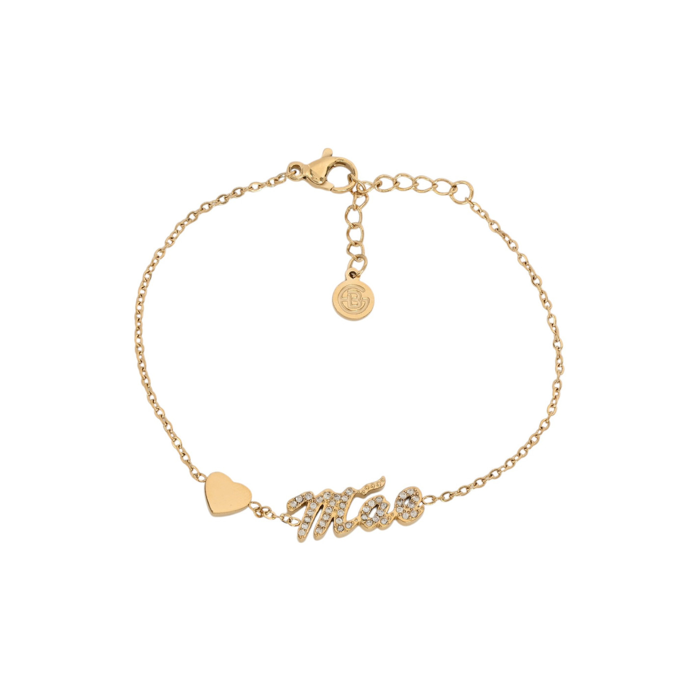 Bracelet en acier mot mãe et le coeur GB