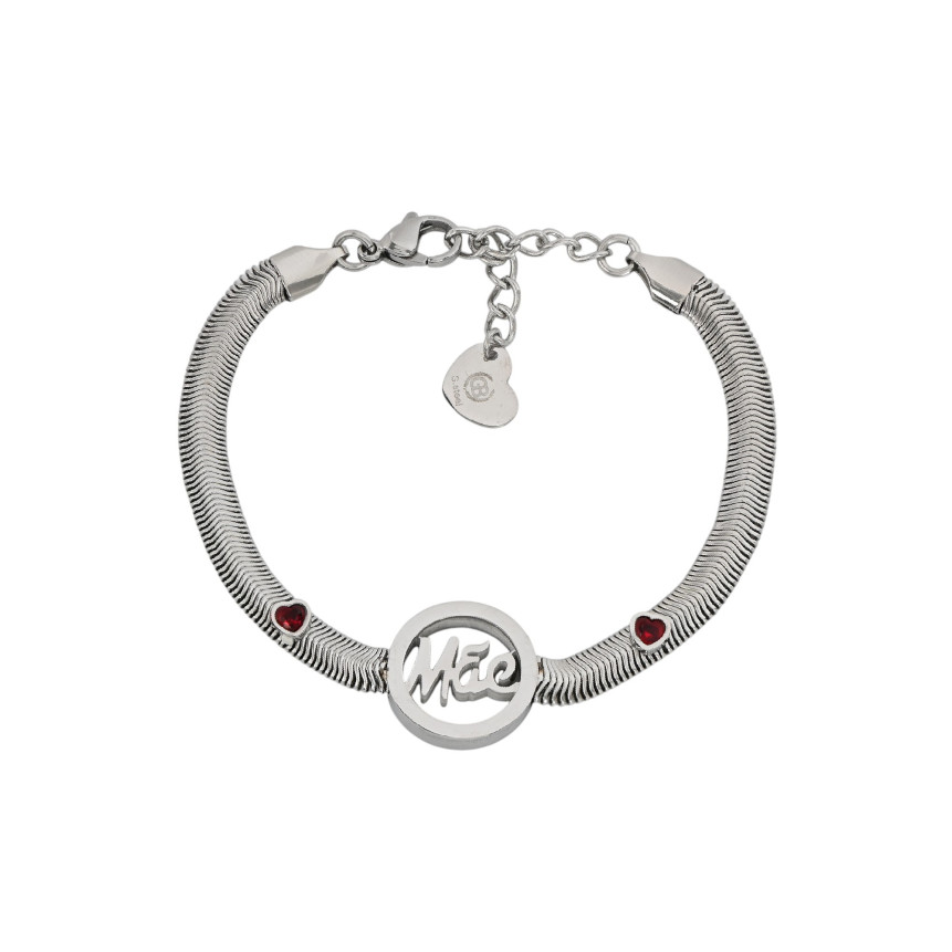 Bracelet Glamour Mãe et cœurs