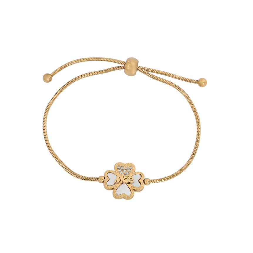 Pulsera ajustable en acero mãe trébol GB