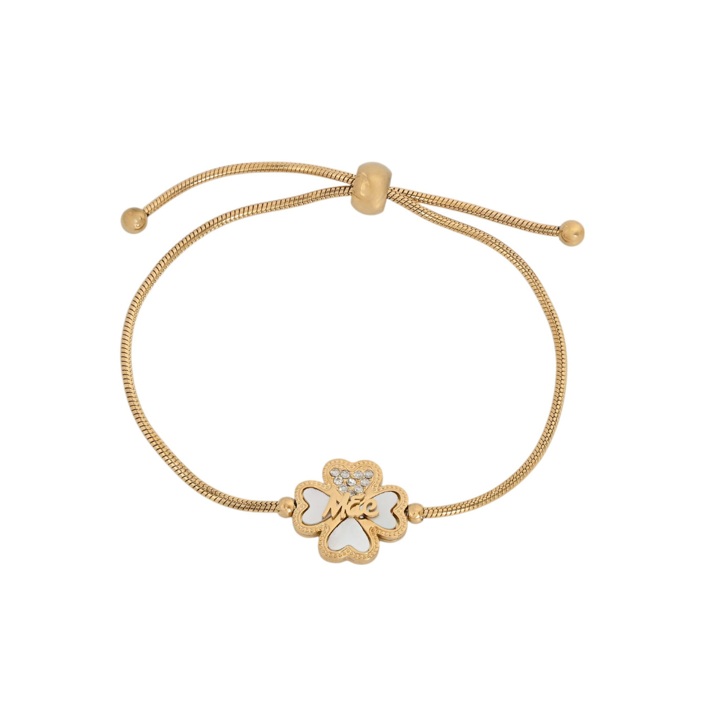 Pulsera ajustable en acero mãe trébol GB