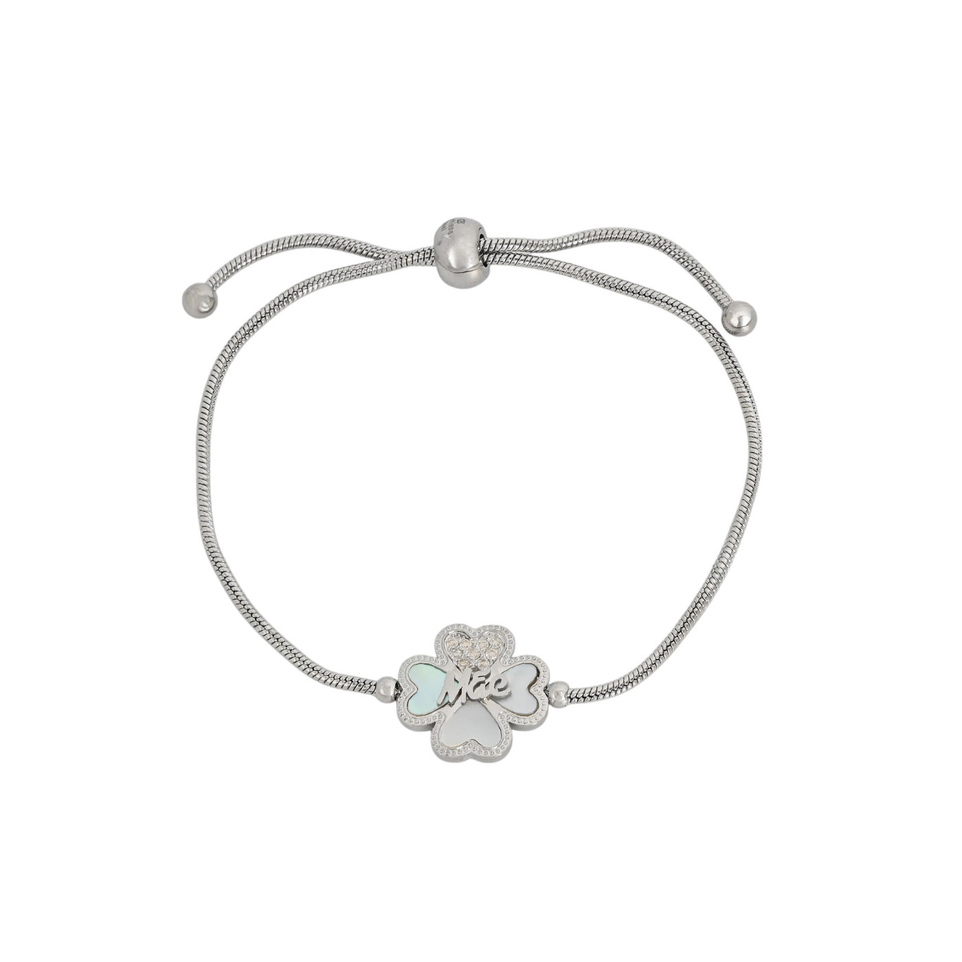 Pulsera ajustable en acero mãe trébol GB