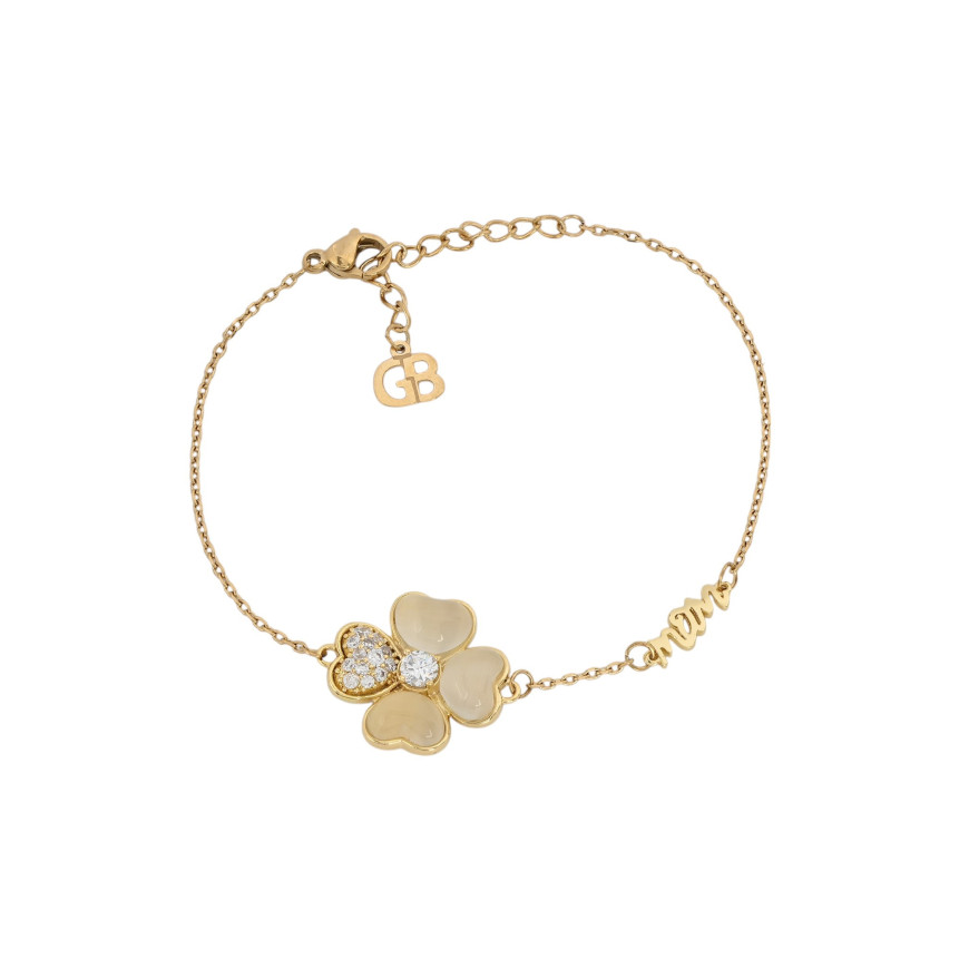 Bracelet fleur avec semi-bijou brillant GB