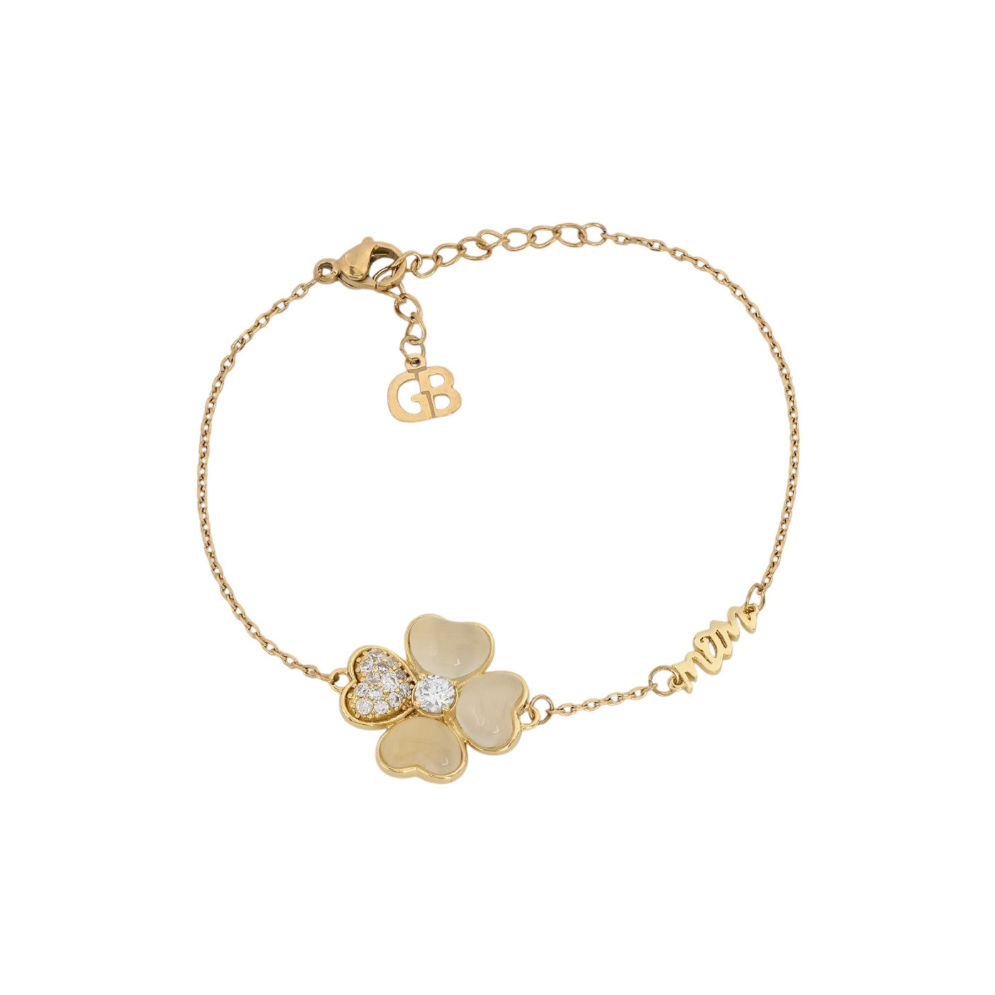 Pulsera de flores con semijoya brillante GB