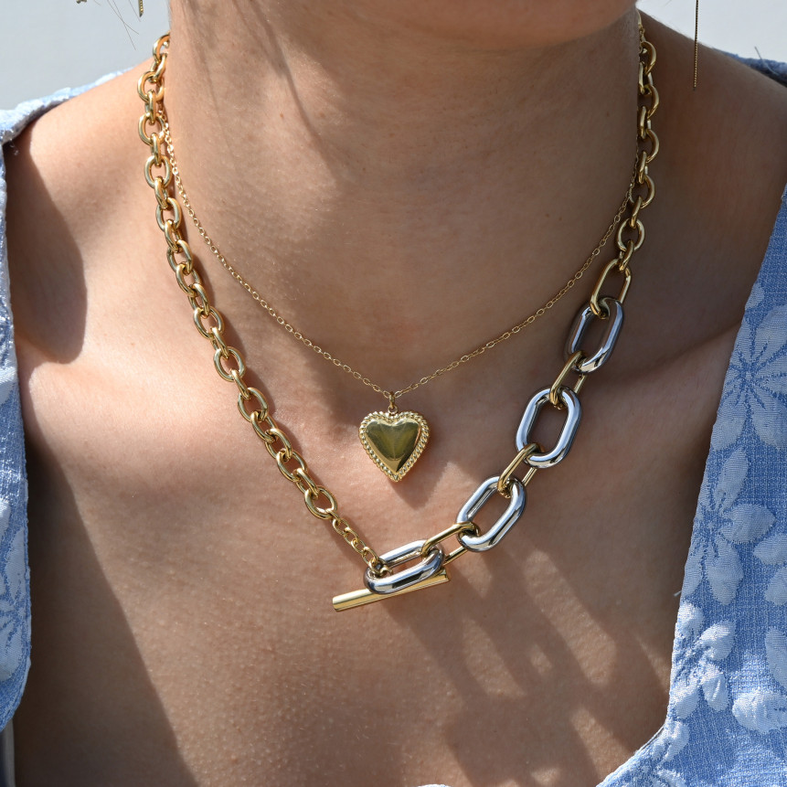 Collier Glamour avec maillons dorés