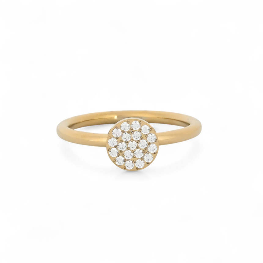 Thin round steel ring with zirconias