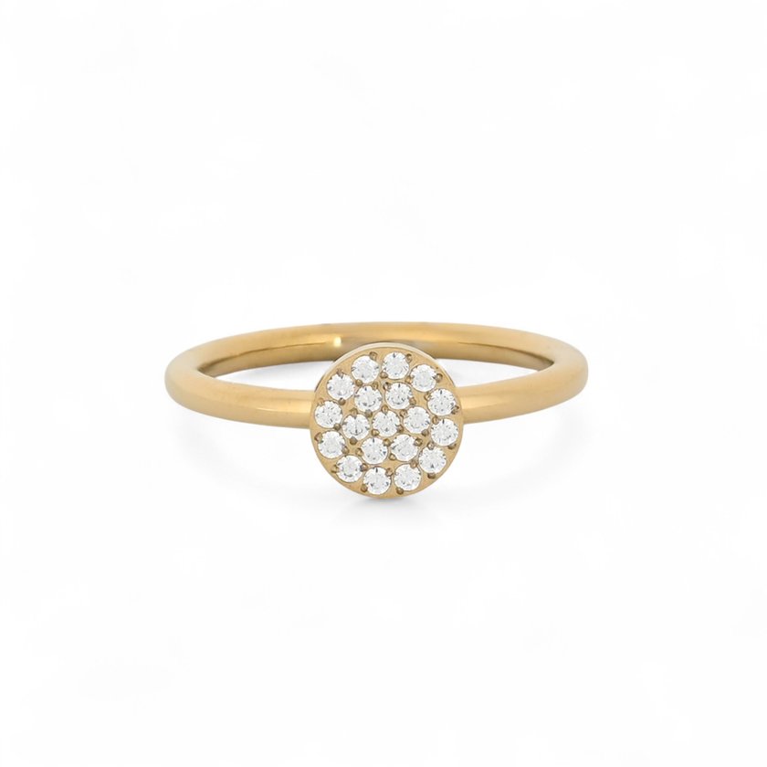 Thin round steel ring with zirconias