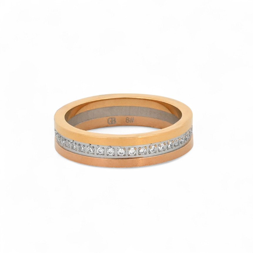 Anello in acciaio con zirconi GB