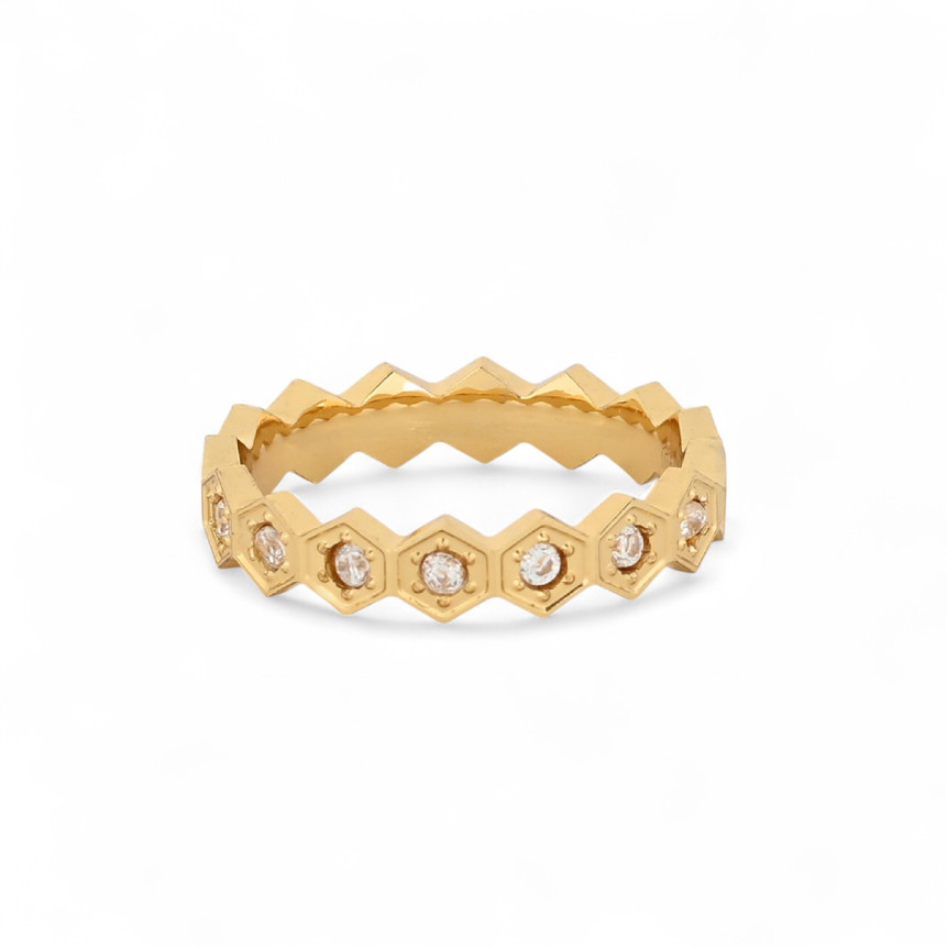 Bague acier hexagonale avec zirconias GB