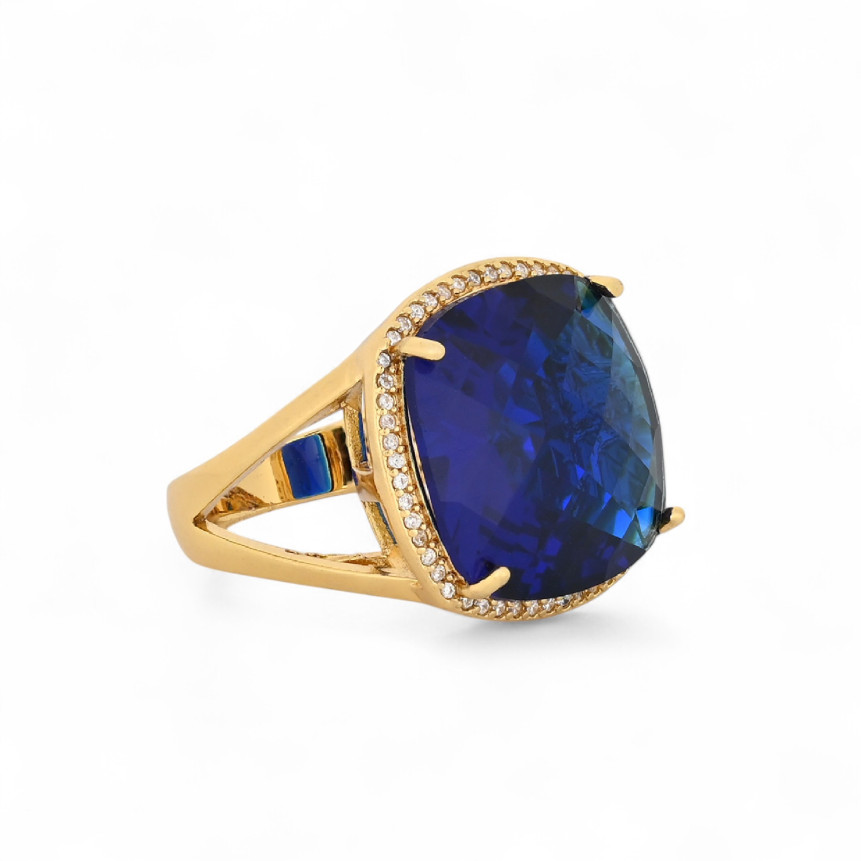 Anello semi preziose con pietra e brillantini GB