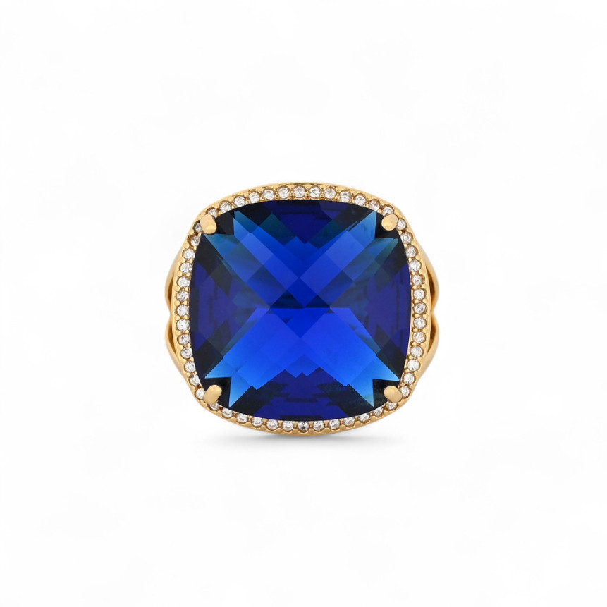 Anello semi preziose con pietra e brillantini GB