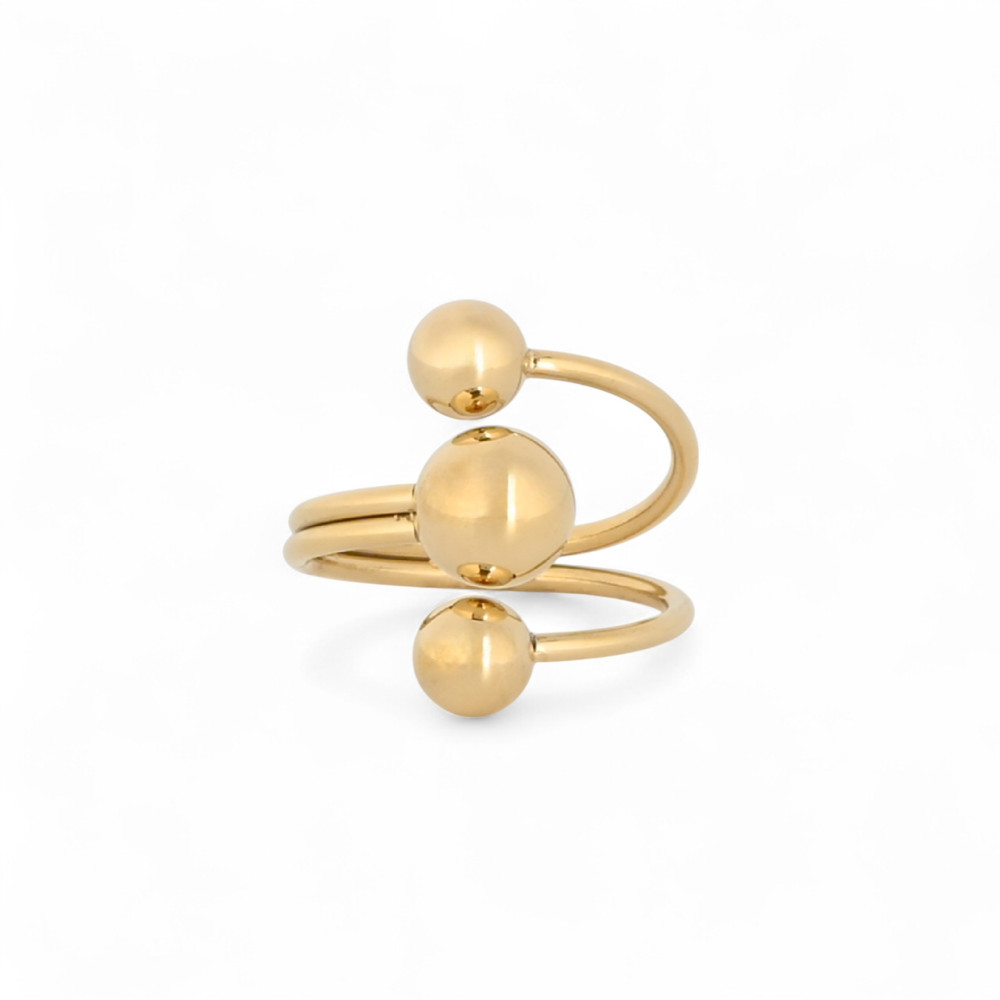 Stainless steel ring with spheres GB