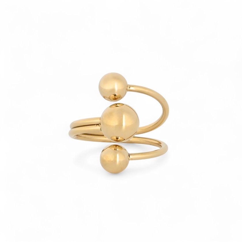 Stainless steel ring with spheres GB