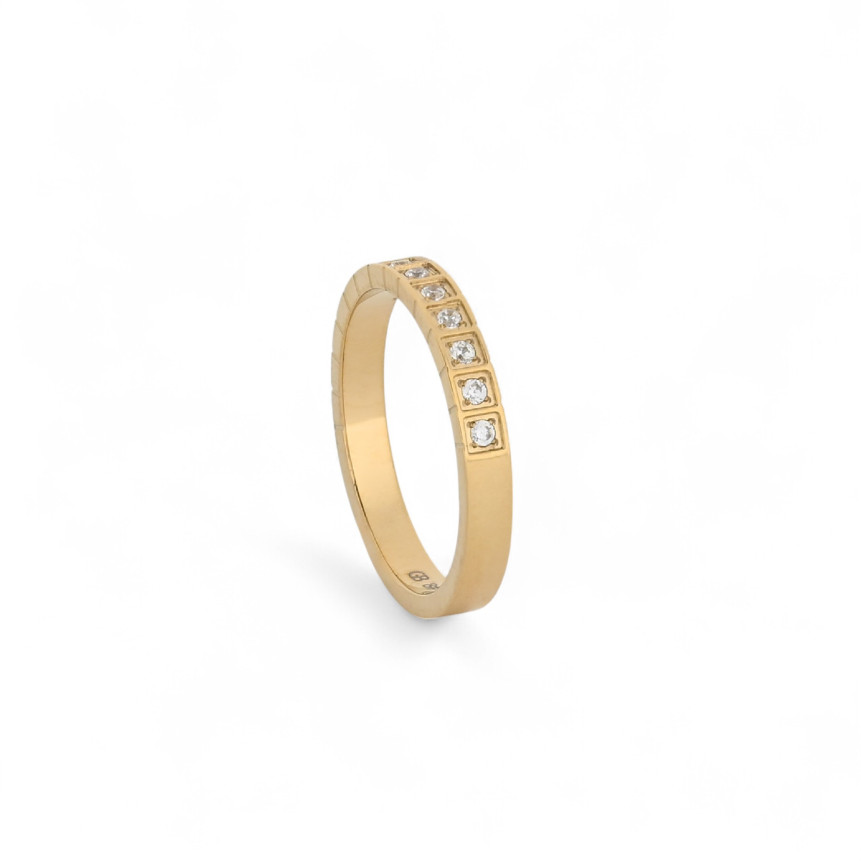 Thin basic steel ring with brilliants GB