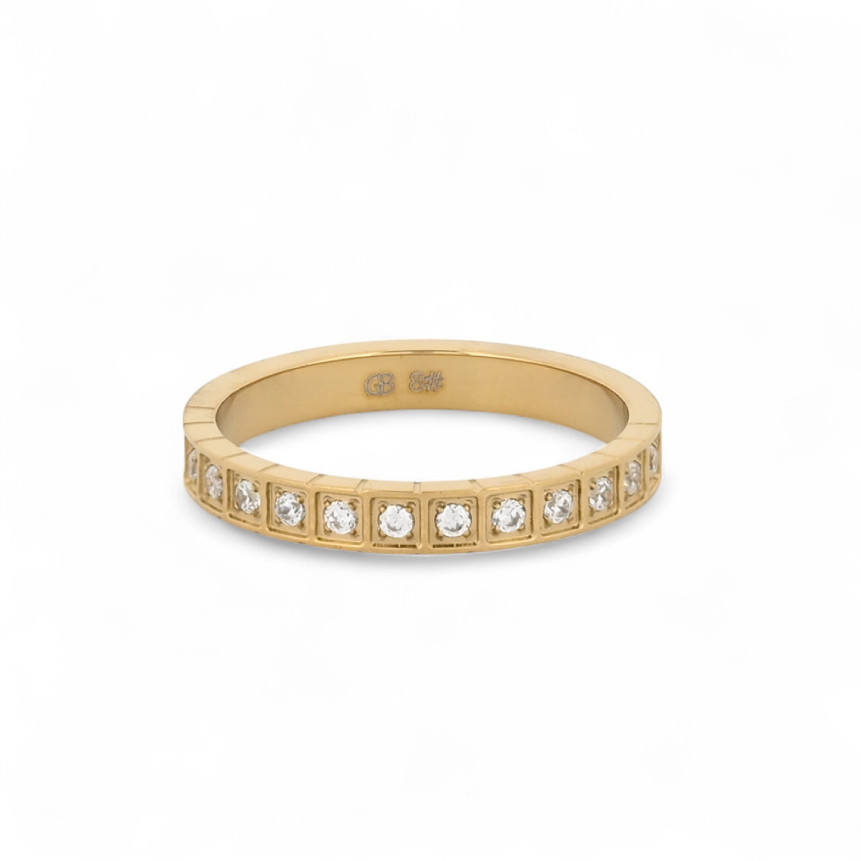 Thin basic steel ring with brilliants GB