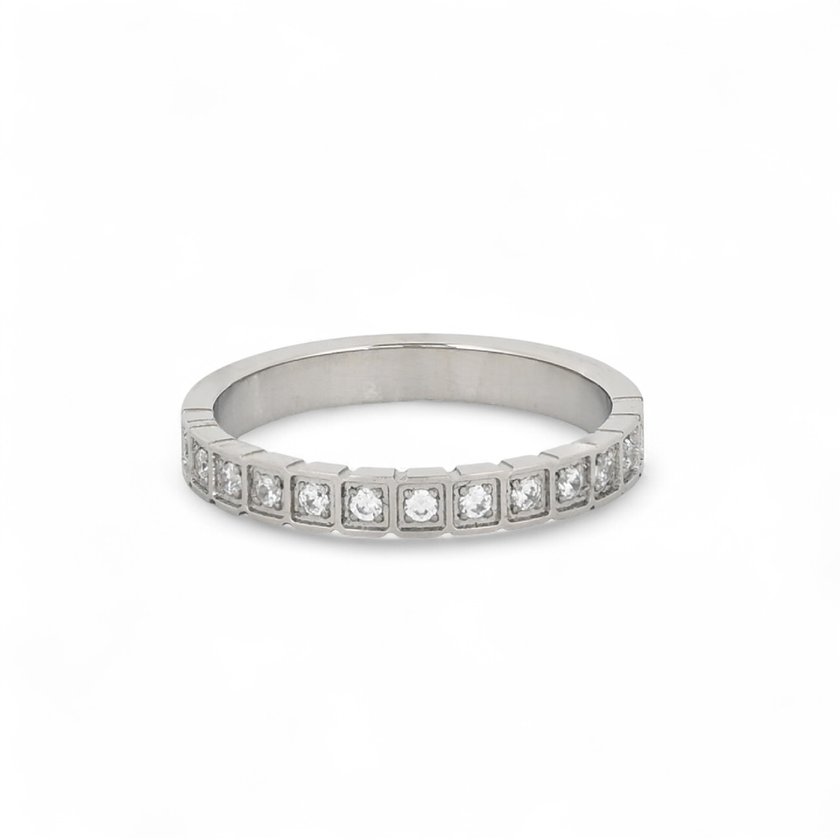 Thin basic steel ring with brilliants GB