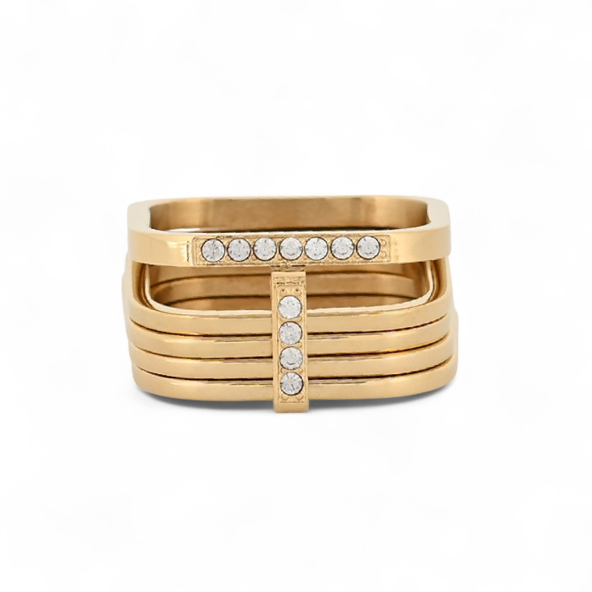 Bague acier cercles carré GB