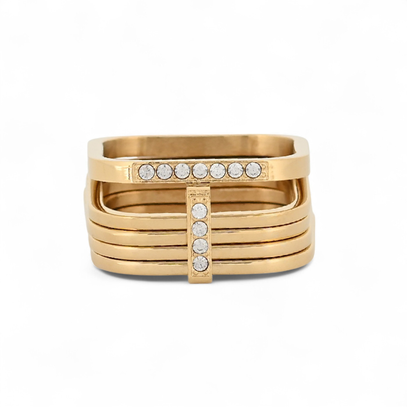 Bague acier cercles carré GB
