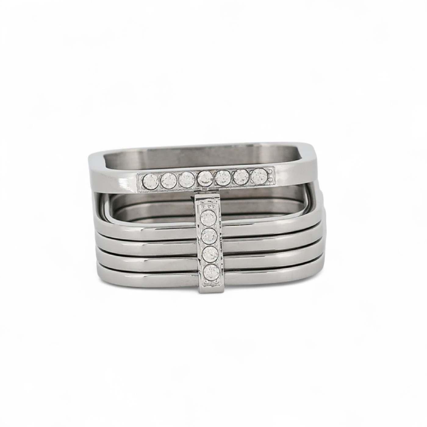 Bague acier cercles carré GB
