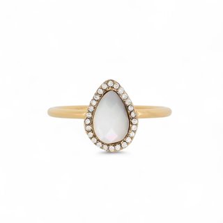 Steel ring natural stone drop GB