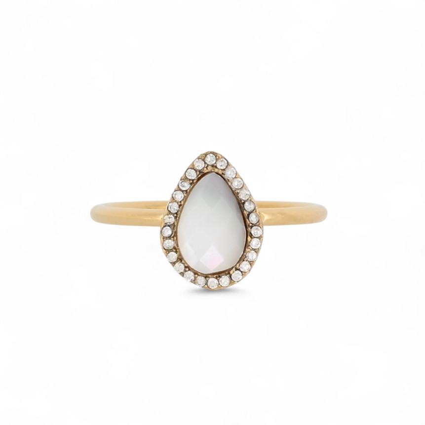 Anillo en acero gota en piedra natural GB