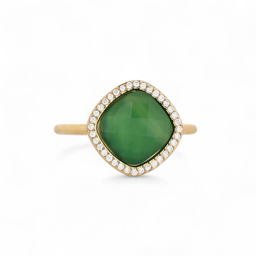 Anillo en acero geométrico en piedra natural GB