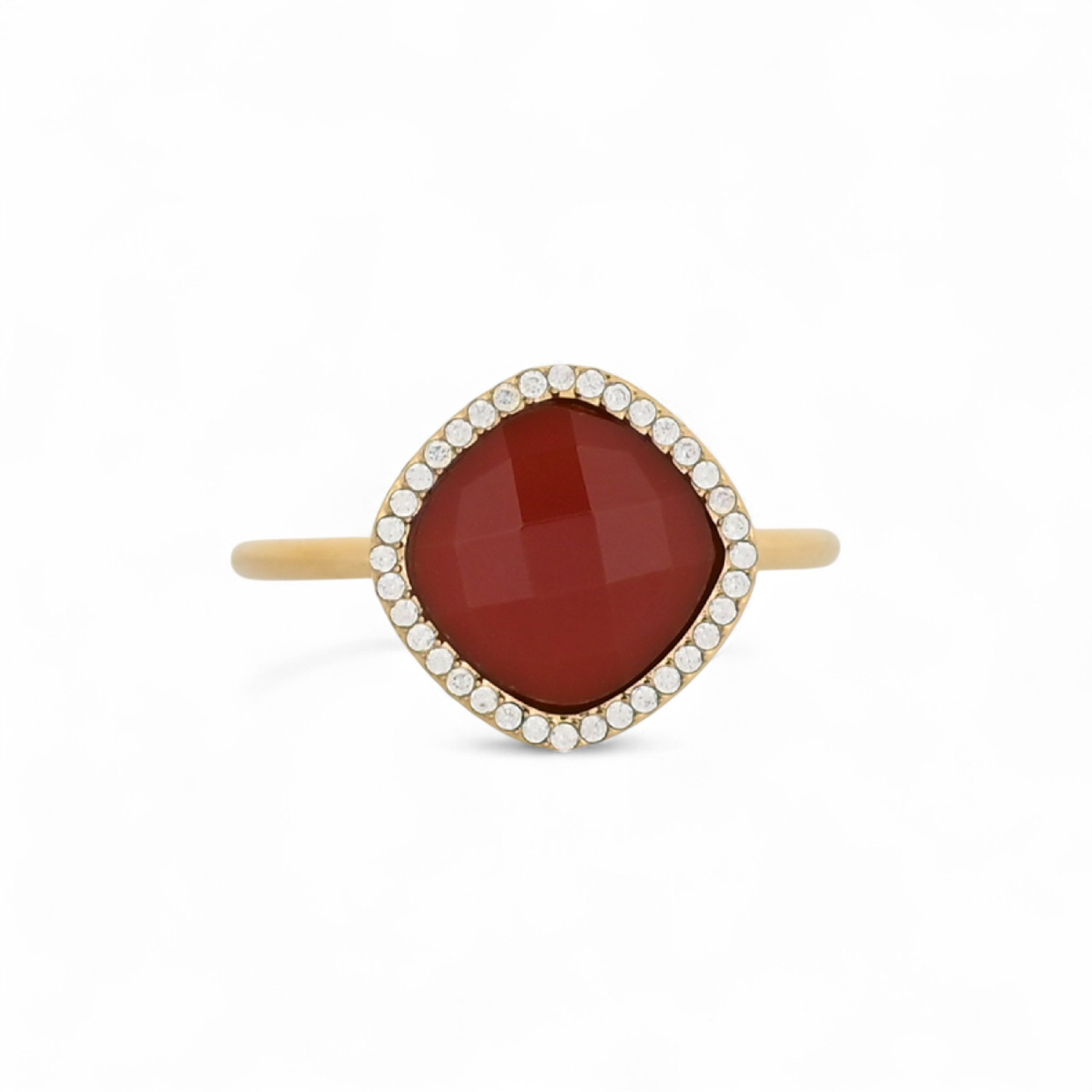 Anello in acciaio geometrico pietra naturale GB