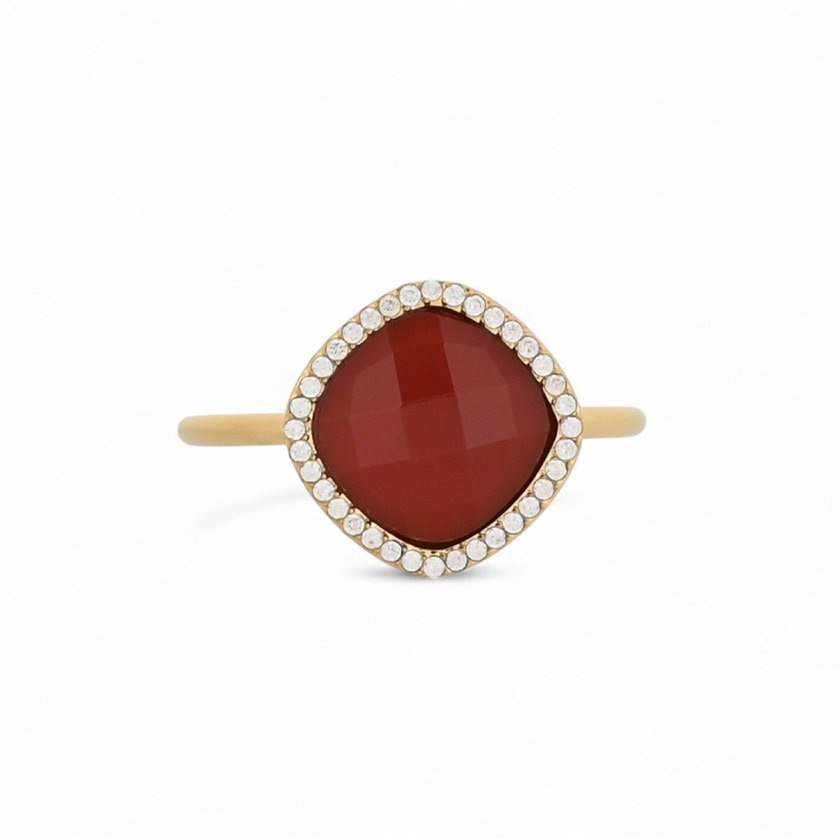 Steel ring natural stone geometric GB