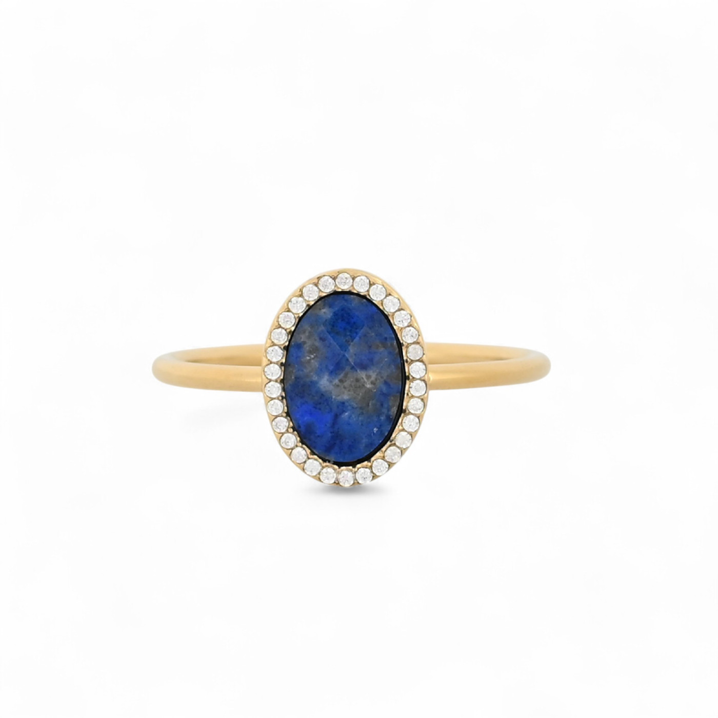 Anello in acciaio ovale pietra naturale GB