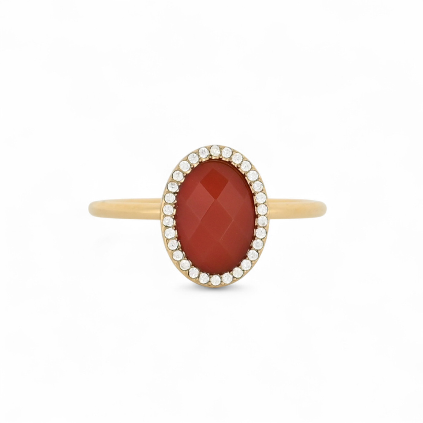 Bague en acier pierre naturelle ovale GB