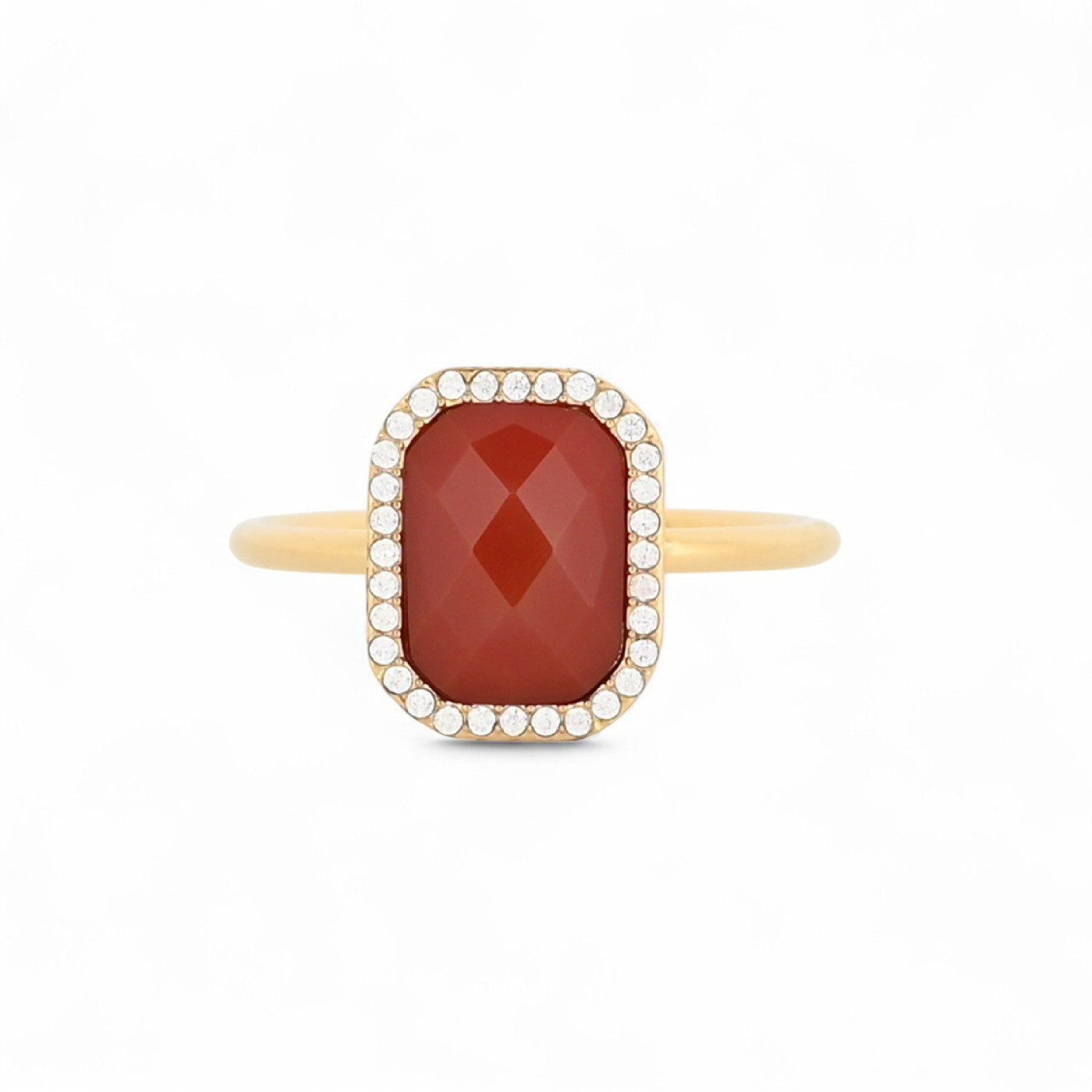 Steel ring natural stone rectangle GB
