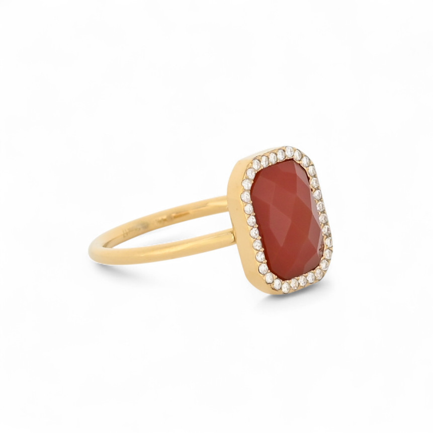 Steel ring natural stone rectangle GB