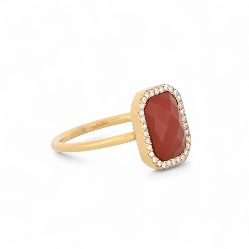 Steel ring natural stone rectangle GB