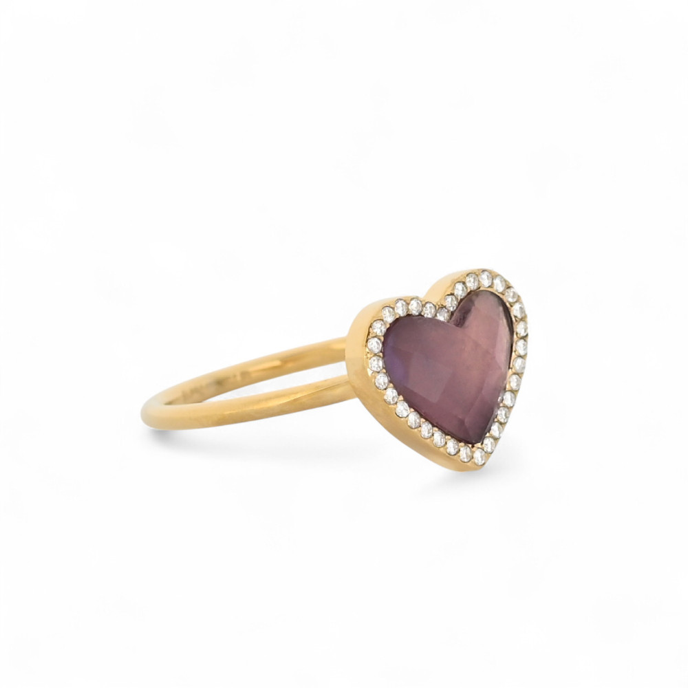 Anello in acciaio cuore pietra naturale GB