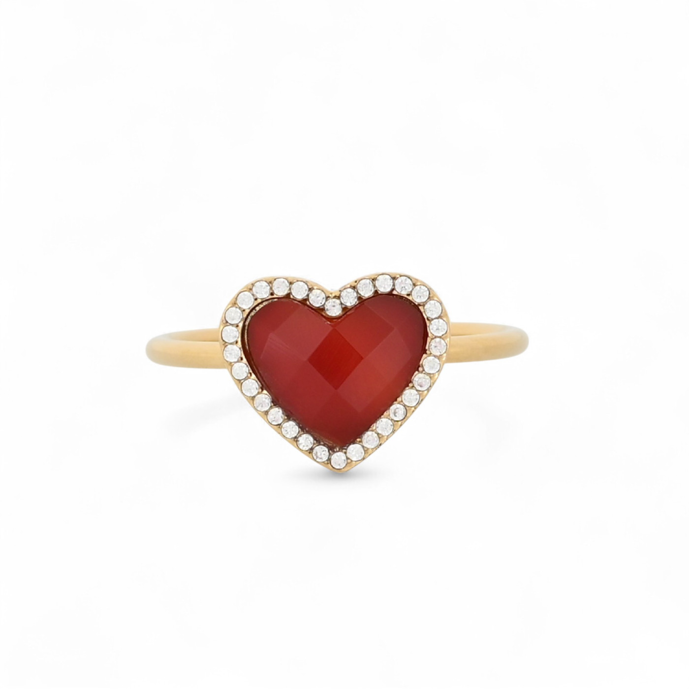 Anillo en acero corazón en piedra natural GB