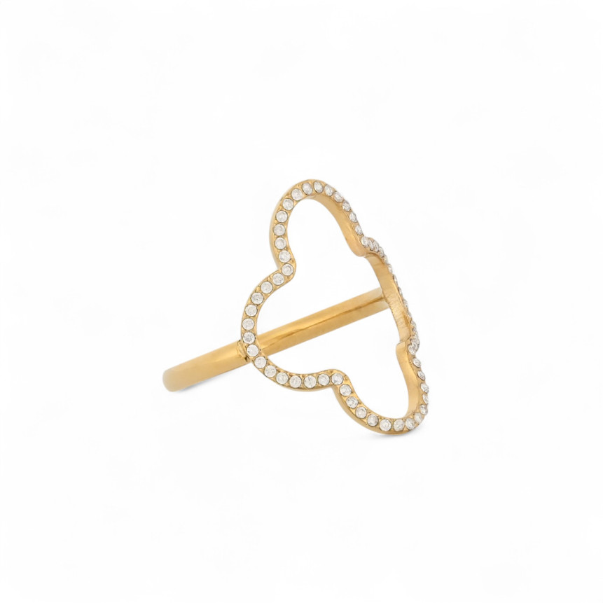 Steel wide ring avec clover GB