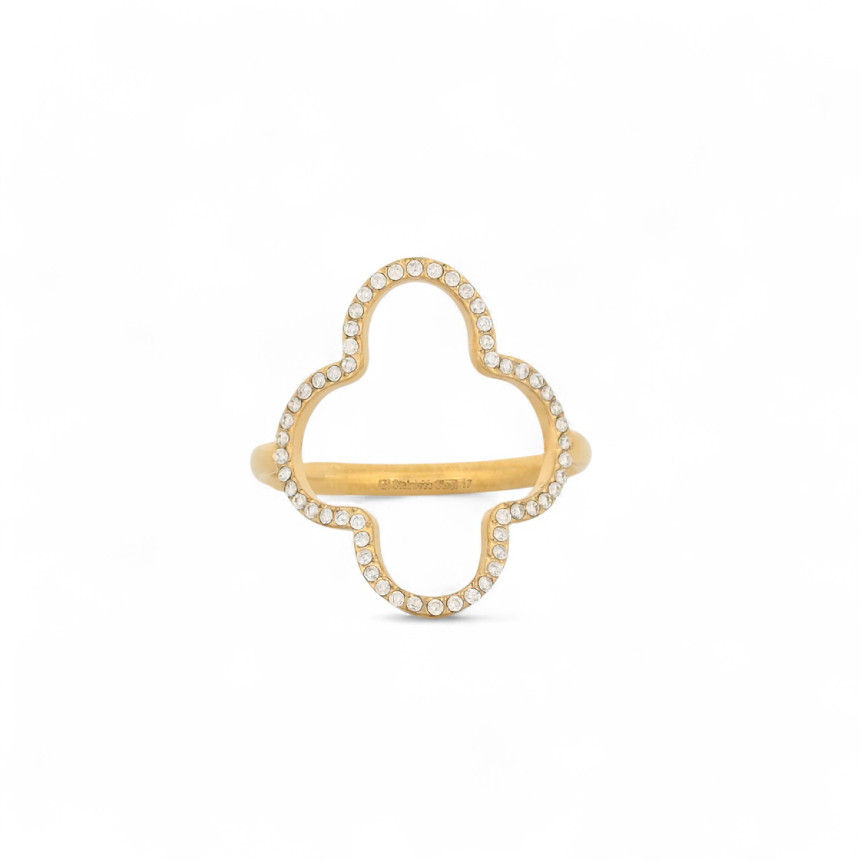 Steel wide ring avec clover GB