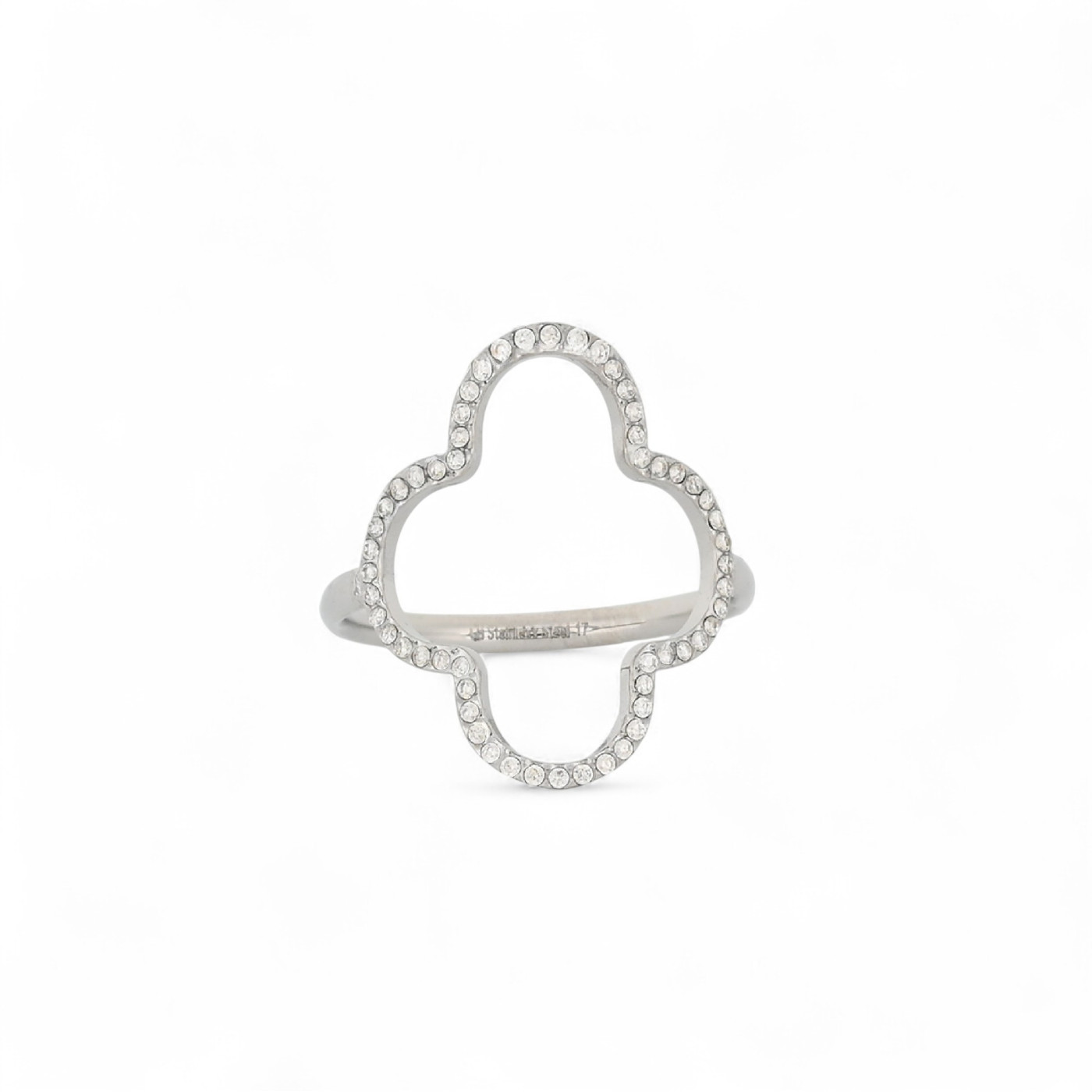 Steel wide ring avec clover GB