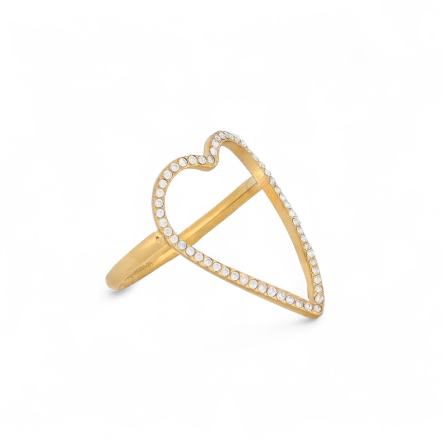 Anello largo acciaio con cuore GB