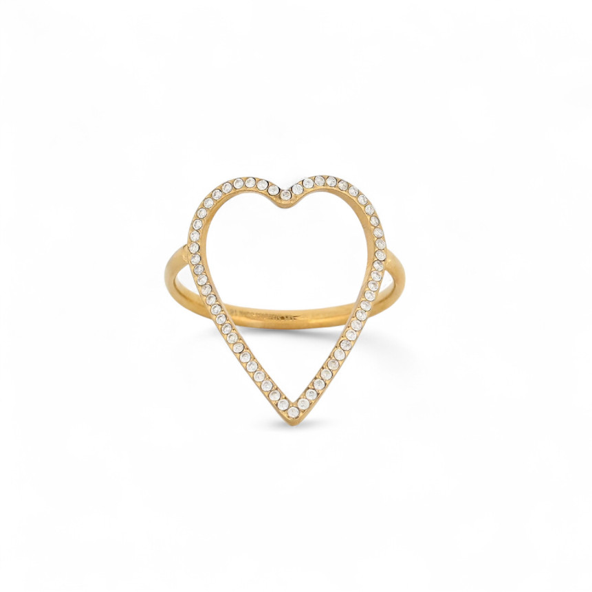 Anello largo acciaio con cuore GB