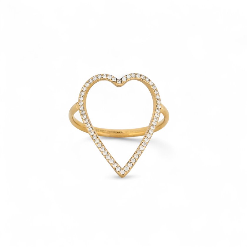 Steel wide ring avec heart GB