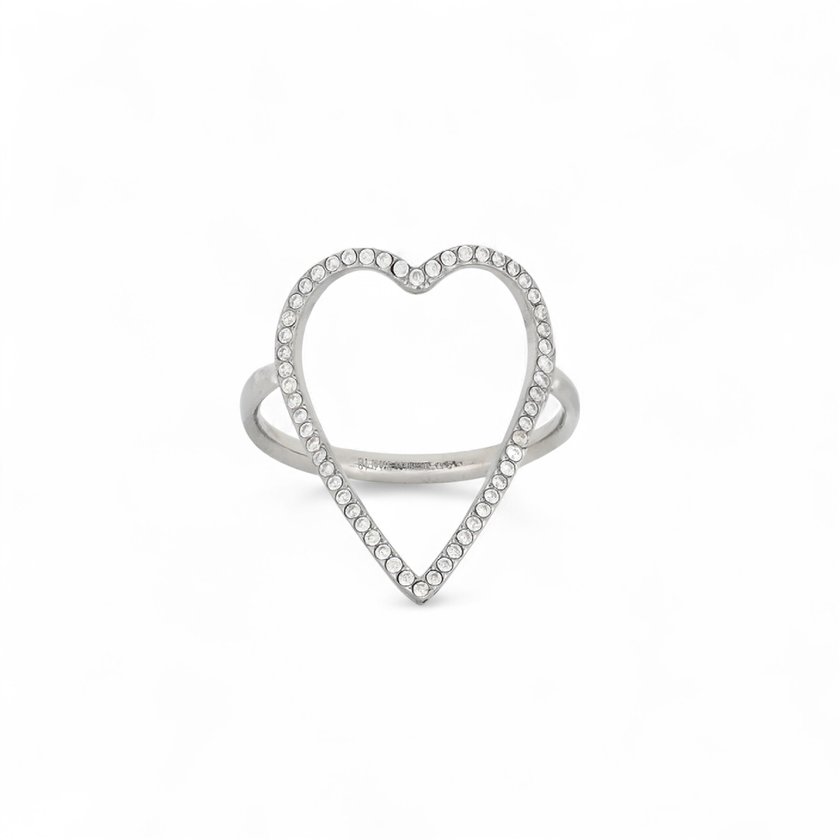 Steel wide ring avec heart GB