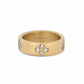 Steel ring with clovers GB