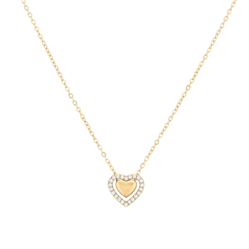 Steel necklace heart with brilliants GB