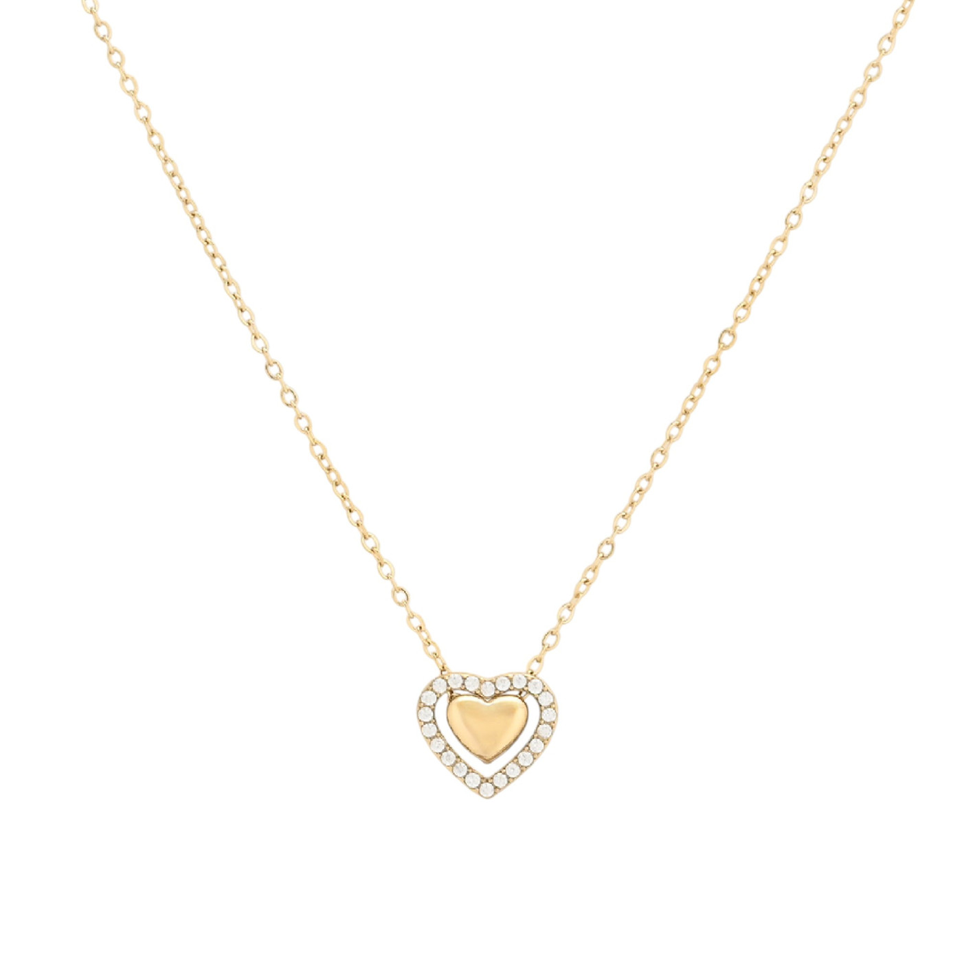 Steel necklace heart with brilliants GB