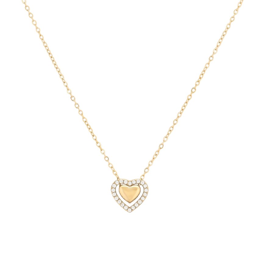 Collar acero corazón con brillantes GB
