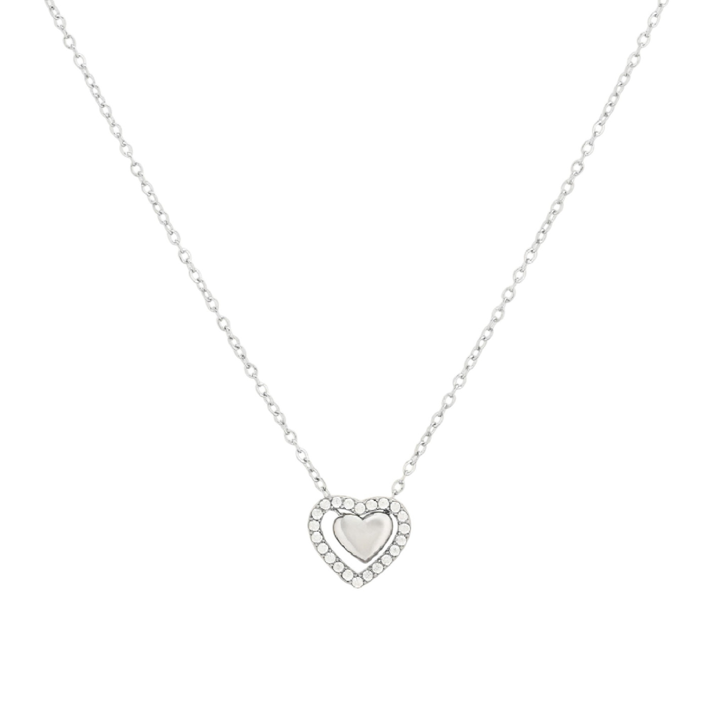 Collar acero corazón con brillantes GB