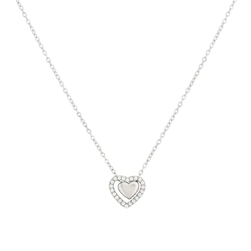 Collar acero corazón con brillantes GB