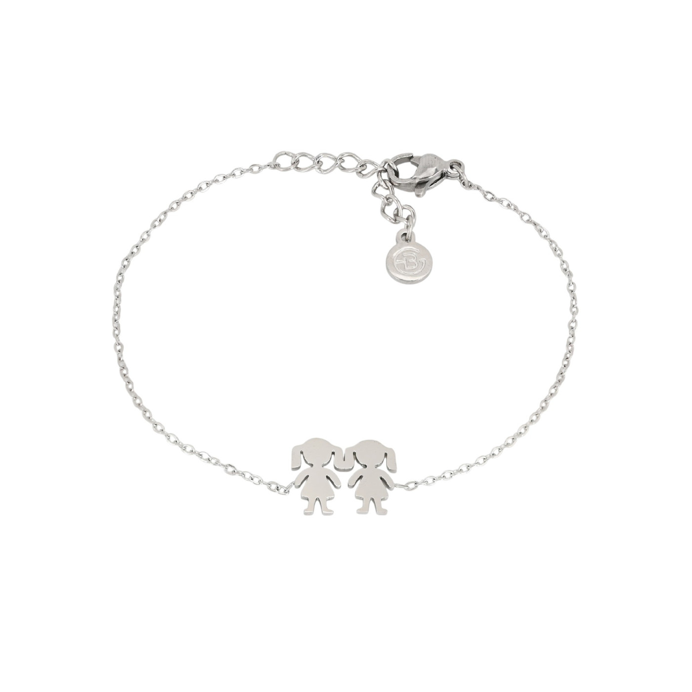 Bracelet en acier avec deux filles GB