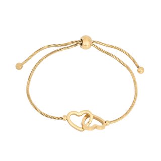Pulseira ajustável em aço duplo coração GB