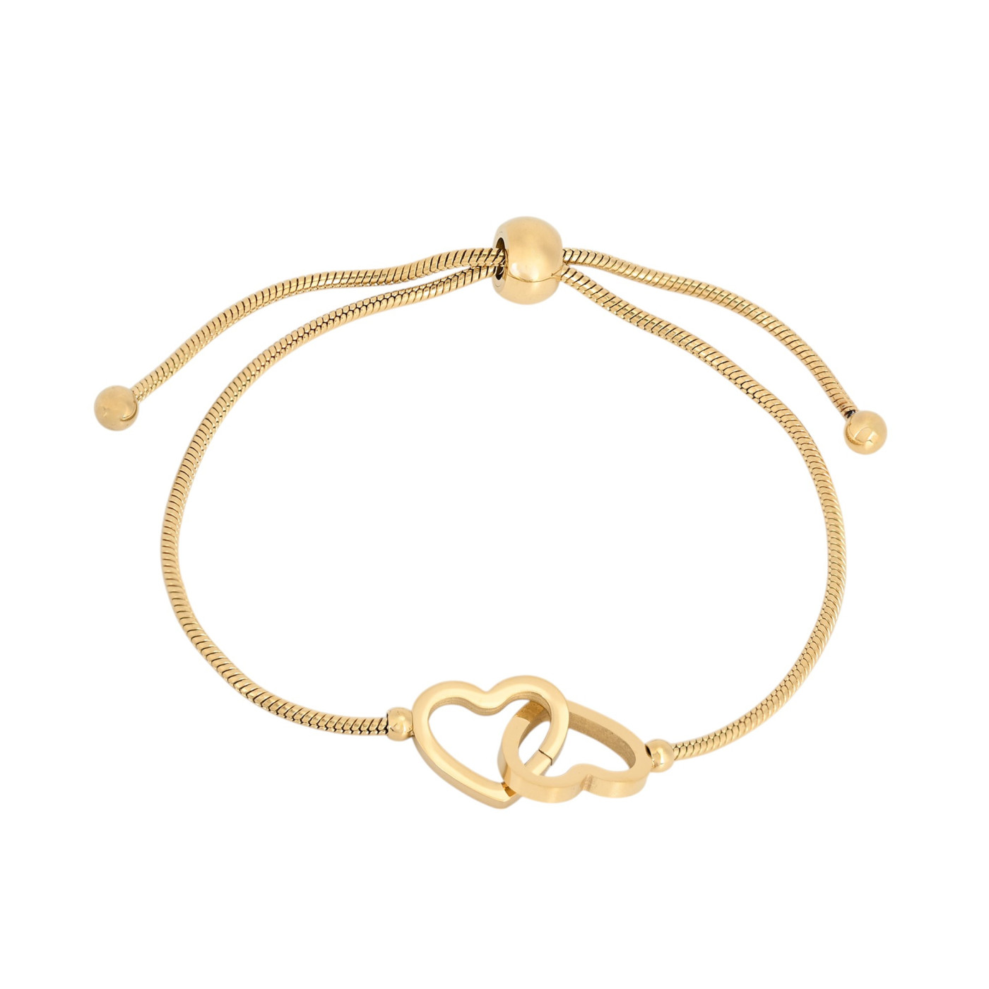 Bracciale regolabile in acciaio doppio cuore GB